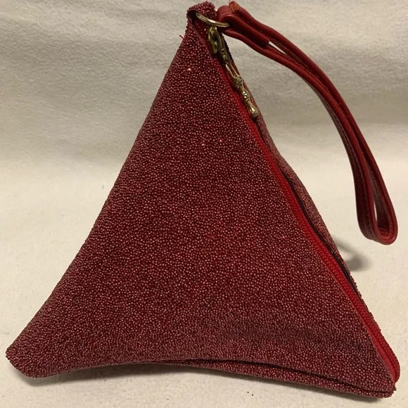 Kemestry Beaded Evening Bag Red Triangle Clutch Purse USA Elegant Holiday Party - Picture 8 of 11